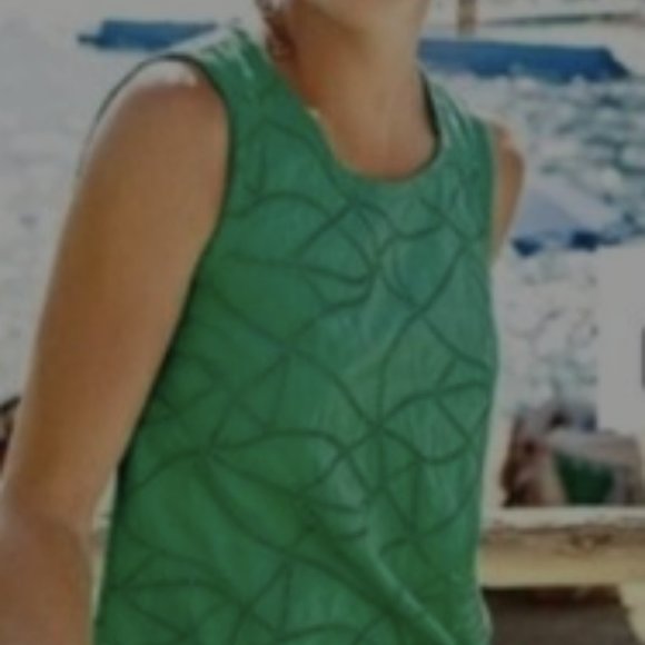 Size XS: CAbi Gemma Green Eyelet Sleeveless Hi/Lo Hem Style 5036 - Picture 4 of 4